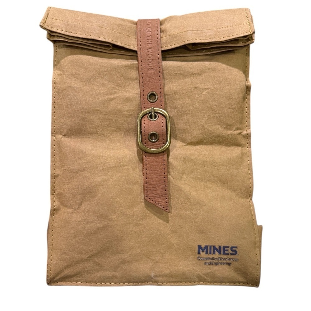 Mines Brown Roll-Top reusable paper lunch bag NEW
